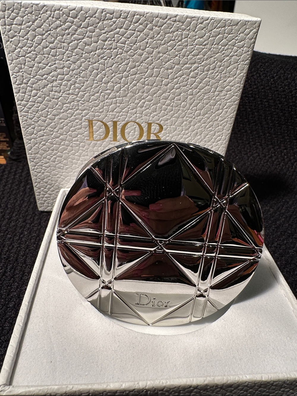 Dior Compact - Silver Duo Mirrors W/ Dior Dusty Pink Neck charms